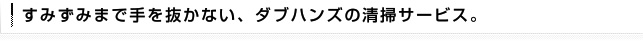 すみずみまで手を抜かない、ダブハンズの清掃サービス。
